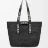 Fold Shopper in raffia Black