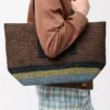 Fold Shopper in raffia Brown/Multicolor Fold Shopper in raffia Brown/Multicolor
