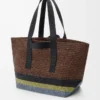 Fold Shopper in raffia Brown/Multicolor Fold Shopper in raffia Brown/Multicolor