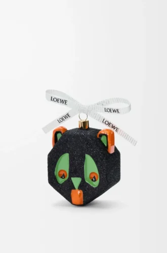 Futurist Cat bauble in blown glass Black/Green