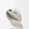 Futurist Cat cap in cotton Soft White/Black