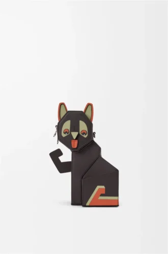 Futurist Cat clutch in classic calfskin Dark Taupe