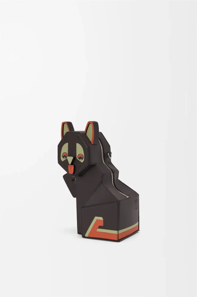 Futurist Cat clutch in classic calfskin Dark Taupe