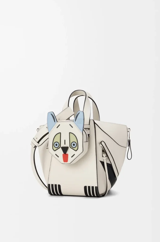 Futurist Cat compact Hammock bag in classic calfskin Soft White