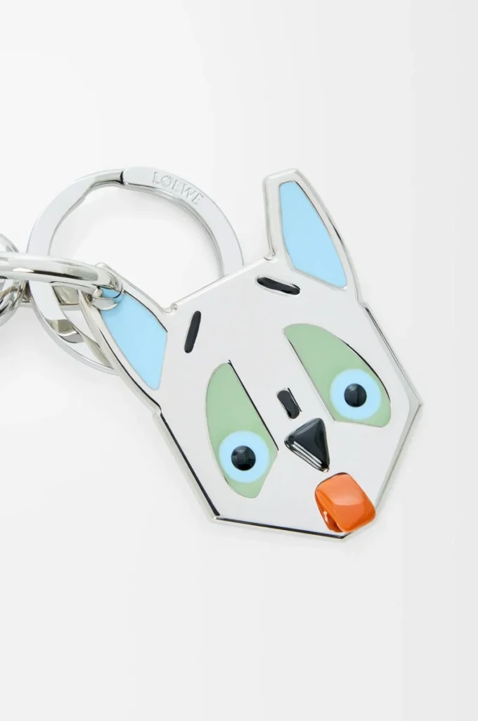 Futurist Cat keyring Silver/Multicolor