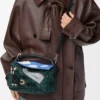 Futurist Cat small Puzzle bag in embroidered knit and classic calfskin Multicolor Green