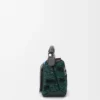 Futurist Cat small Puzzle bag in embroidered knit and classic calfskin Multicolor Green