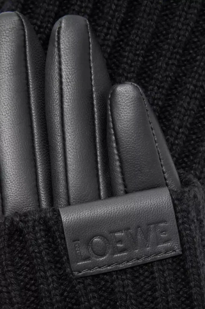 Gloves in cashmere and nappa lambskin Black