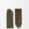 Gloves in cashmere and nappa lambskin Dark Khaki