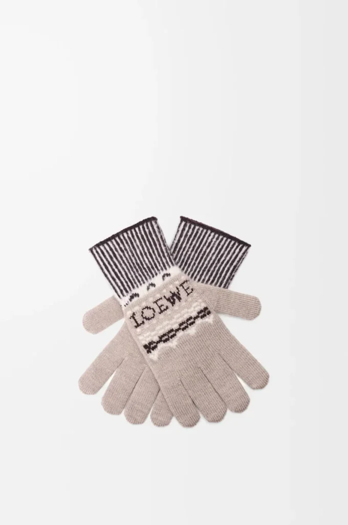 Gloves in wool blend Beige/Multicolor