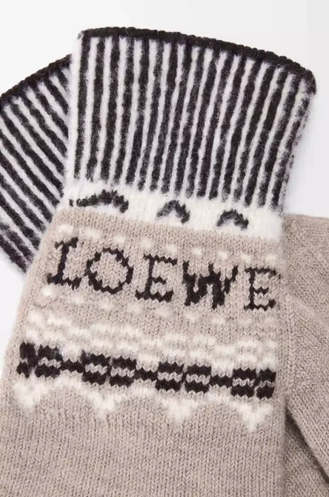 Gloves in wool blend Beige/Multicolor