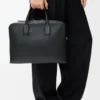 Goya thin briefcase in soft grained calfskin Black
