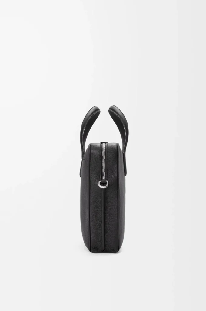 Goya thin briefcase in soft grained calfskin Black