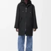 Hooded coat in wool Black