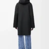 Hooded coat in wool Black