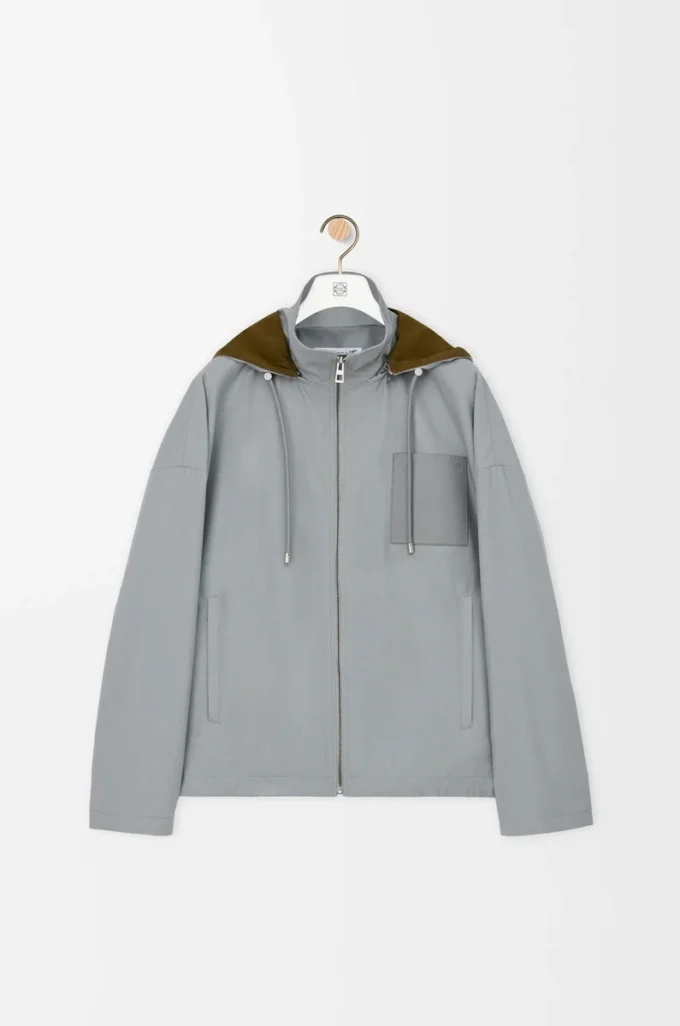Hooded jacket in cotton Light Grey Hooded jacket in cotton Light Grey
