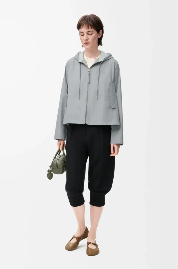 Hooded jacket in cotton Light Grey Hooded jacket in cotton Light Grey