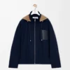 Hooded jacket in cotton Navy/Beige Hooded jacket in cotton Navy/Beige