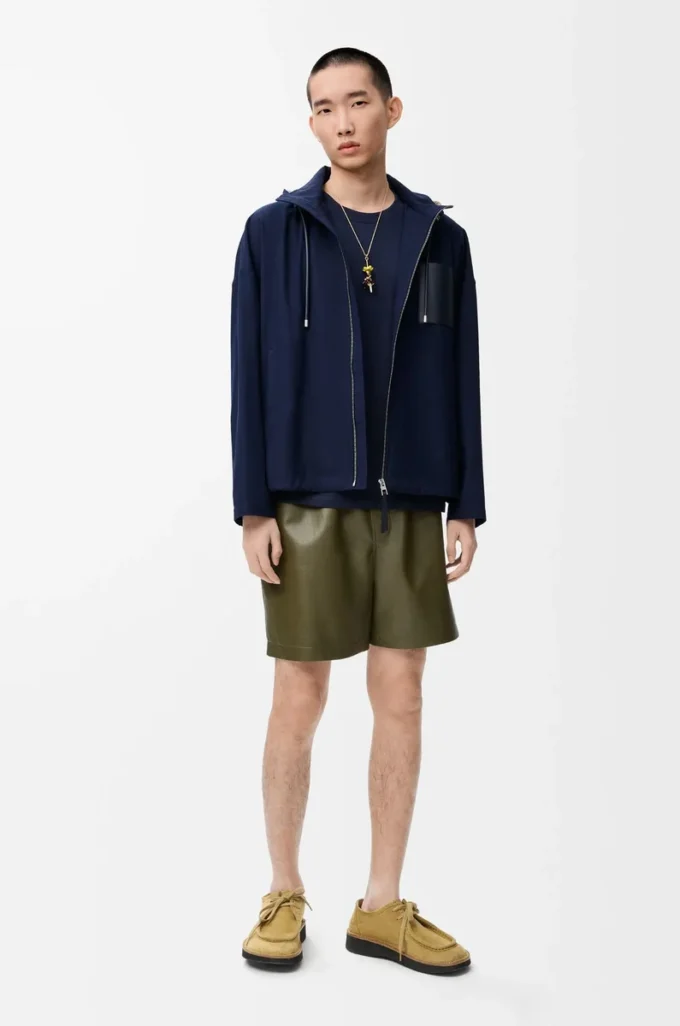 Hooded jacket in cotton Navy/Beige Hooded jacket in cotton Navy/Beige