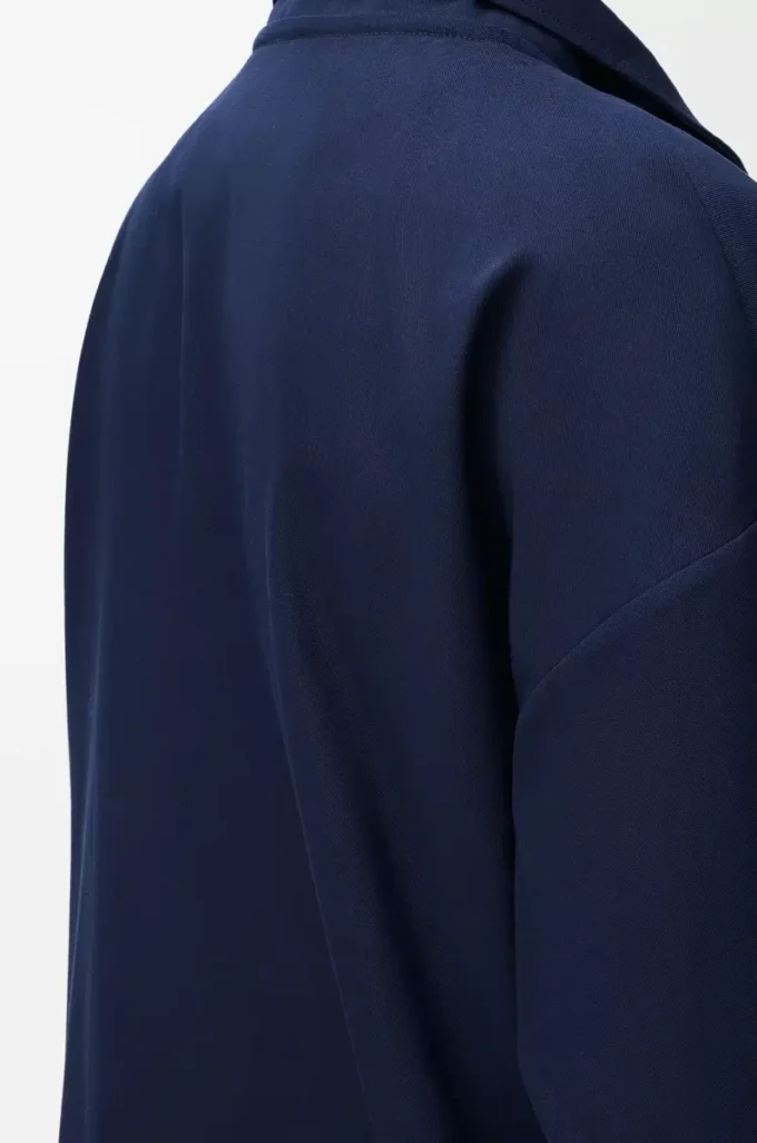 Hooded jacket in cotton Navy/Beige Hooded jacket in cotton Navy/Beige