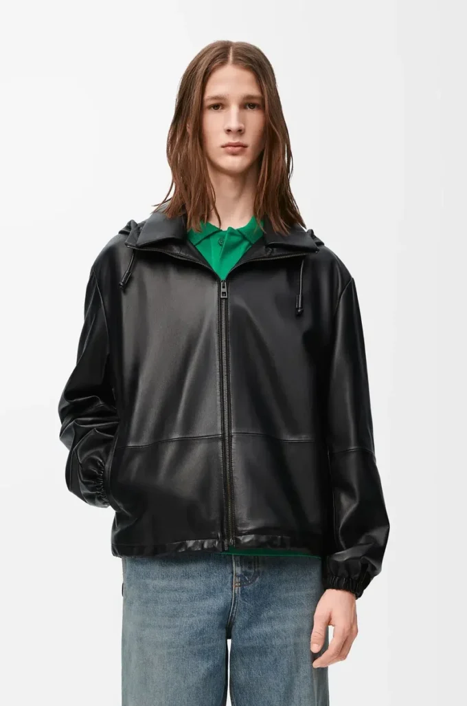 Hooded jacket in nappa lambskin Black Hooded jacket in nappa lambskin Black