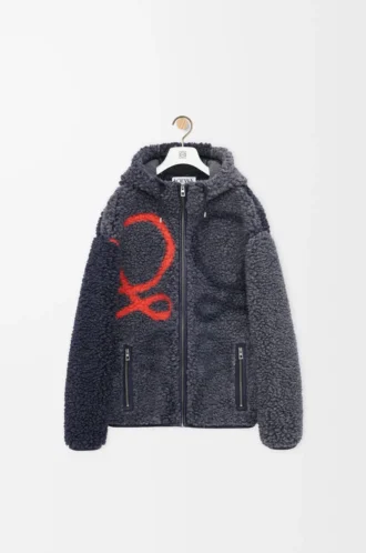 Hooded jacket in wool blend Navy/Orange Hooded jacket in wool blend Navy/Orange