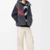 Hooded jacket in wool blend Navy/Orange