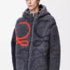 Hooded jacket in wool blend Navy/Orange