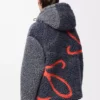 Hooded jacket in wool blend Navy/Orange
