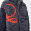 Hooded jacket in wool blend Navy/Orange