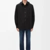 Hooded overshirt in cotton Black