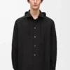 Hooded overshirt in cotton Black