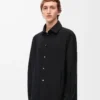 Hooded overshirt in cotton Black