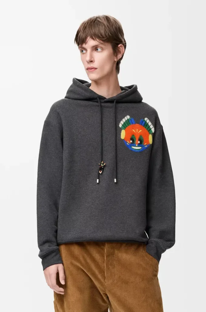 Hoodie in cotton Dark Grey Melange