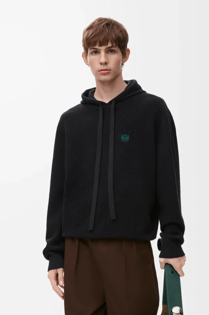 Hoodie in wool Black