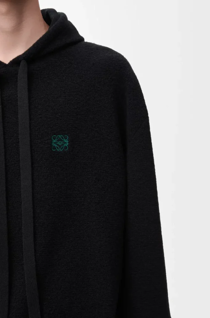 Hoodie in wool Black