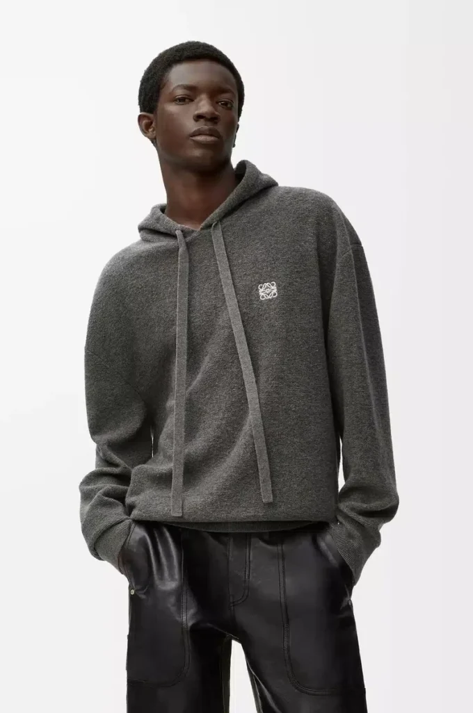 Hoodie in wool Grey
