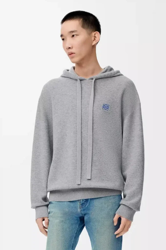 Hoodie in wool Light Grey Melange
