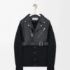 Hybrid cardigan in nappa lambskin and wool Black/Black