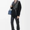 Hybrid cardigan in nappa lambskin and wool Black/Black