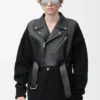Hybrid cardigan in nappa lambskin and wool Black/Black
