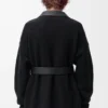 Hybrid cardigan in nappa lambskin and wool Black/Black