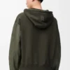 Hybrid hoodie in cotton and nappa lambskin Khaki Green