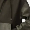 Hybrid hoodie in cotton and nappa lambskin Khaki Green