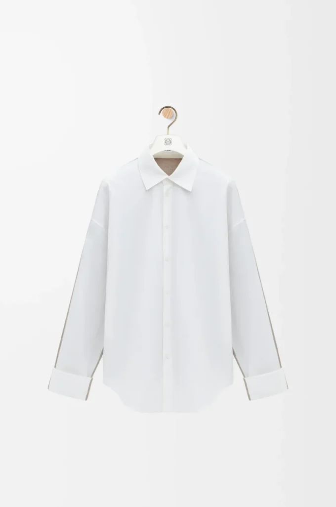 Hybrid shirt in cotton and wool White/Beige