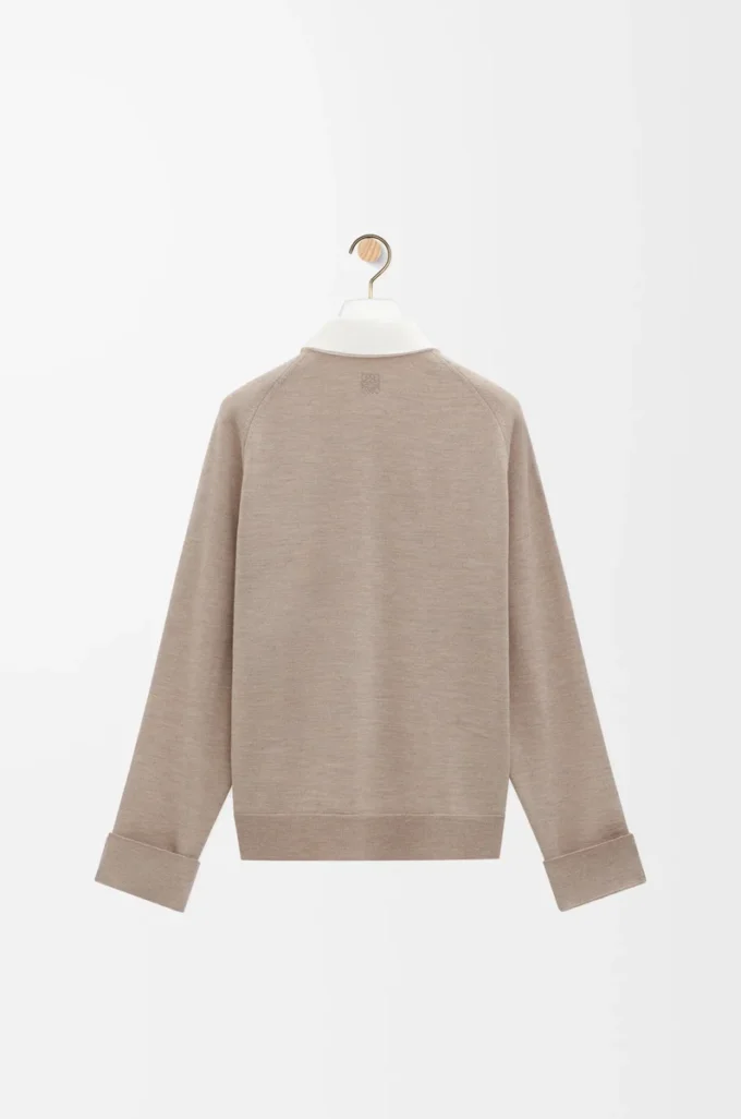 Hybrid shirt in cotton and wool White/Beige
