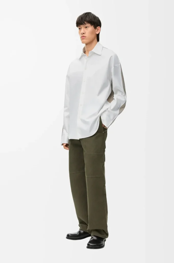 Hybrid shirt in cotton and wool White/Beige