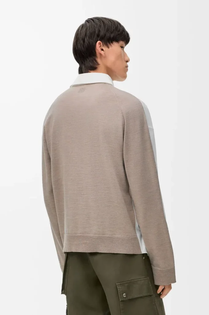 Hybrid shirt in cotton and wool White/Beige