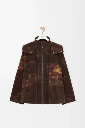 Jacket in flocked technical shell Chocolate Brown