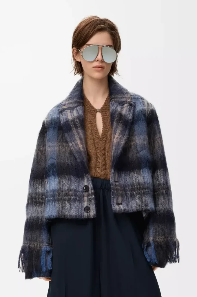Jacket in mohair and wool blend Blue/Multicolor Jacket in mohair and wool blend Blue/Multicolor